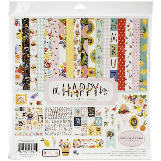 Carta Bella Paper Co. Oh Happy Day Spring Collection Kit, 12&#x22; x 12&#x22;